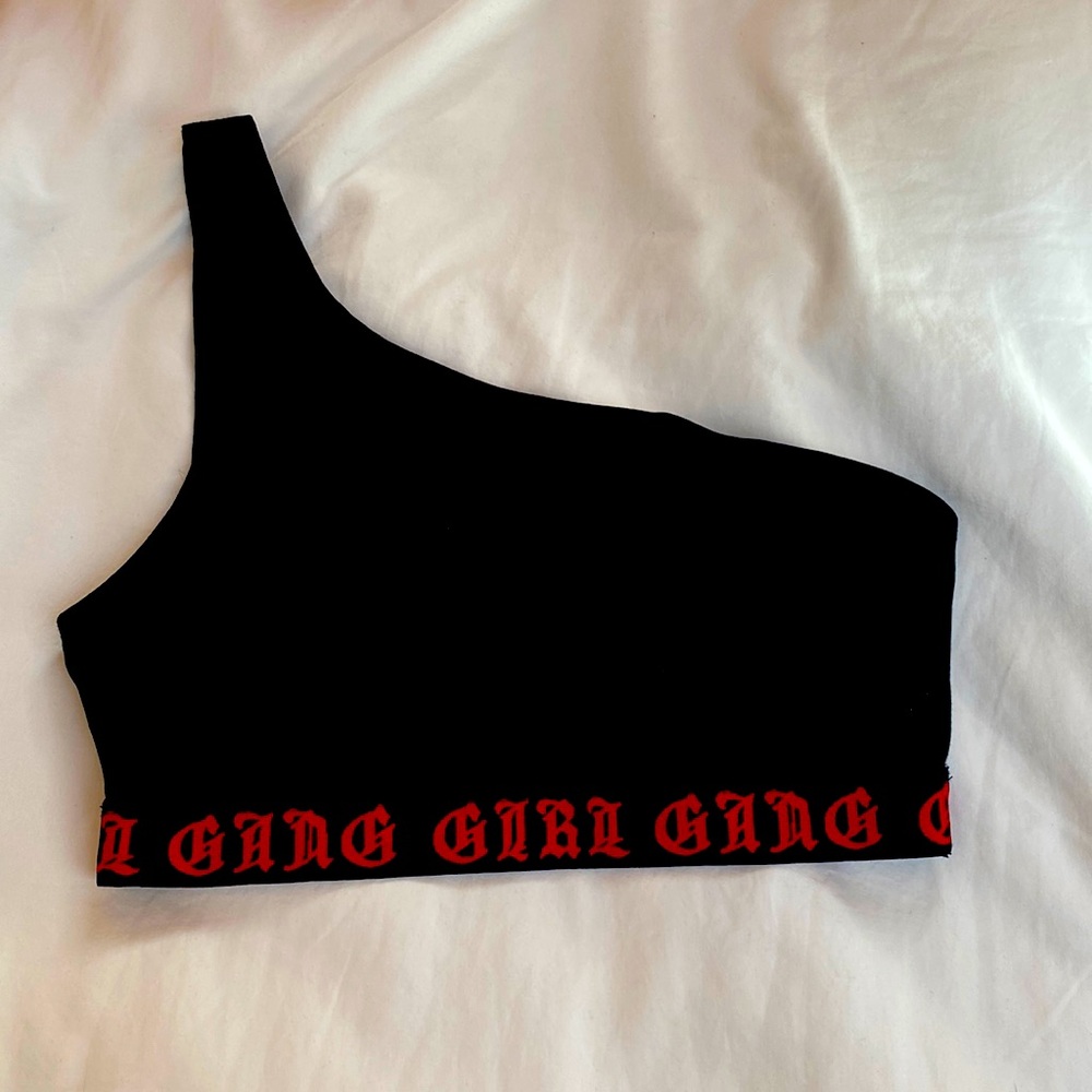Forever 21 One Shoulder Black Crop Top